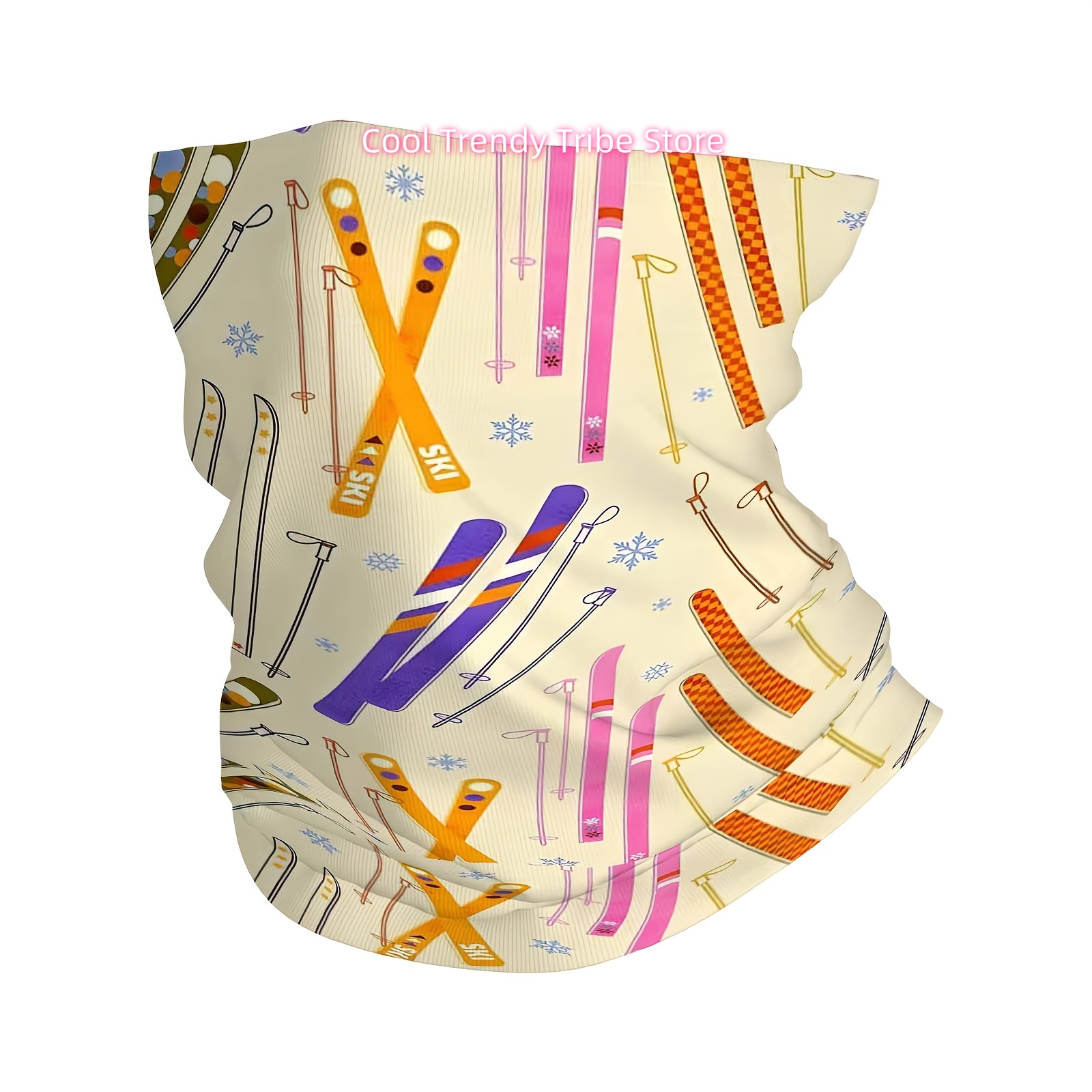 Sports Equipment Background - Winter Sports Equipment, Colorful Skis, Snowflakes